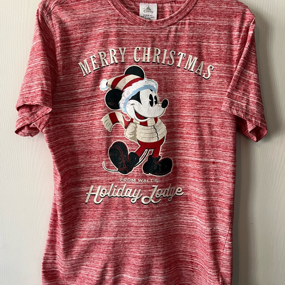 Disney Mickey Mouse Walt’s Holiday Lodge Merry Christmas T-Shirt Adult Small